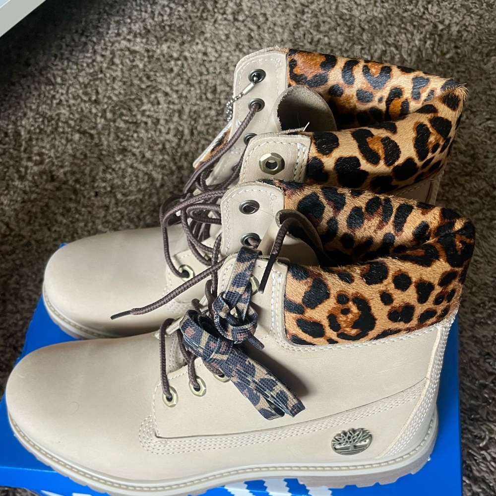 Timberland Boots - Beige and Leopard